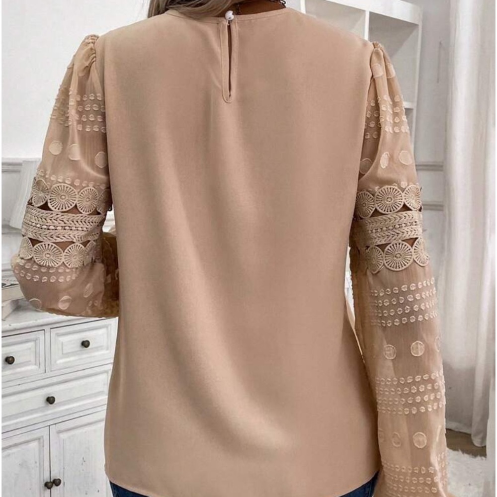 New contrast lace long sleeve blouse - Picture 6 of 7